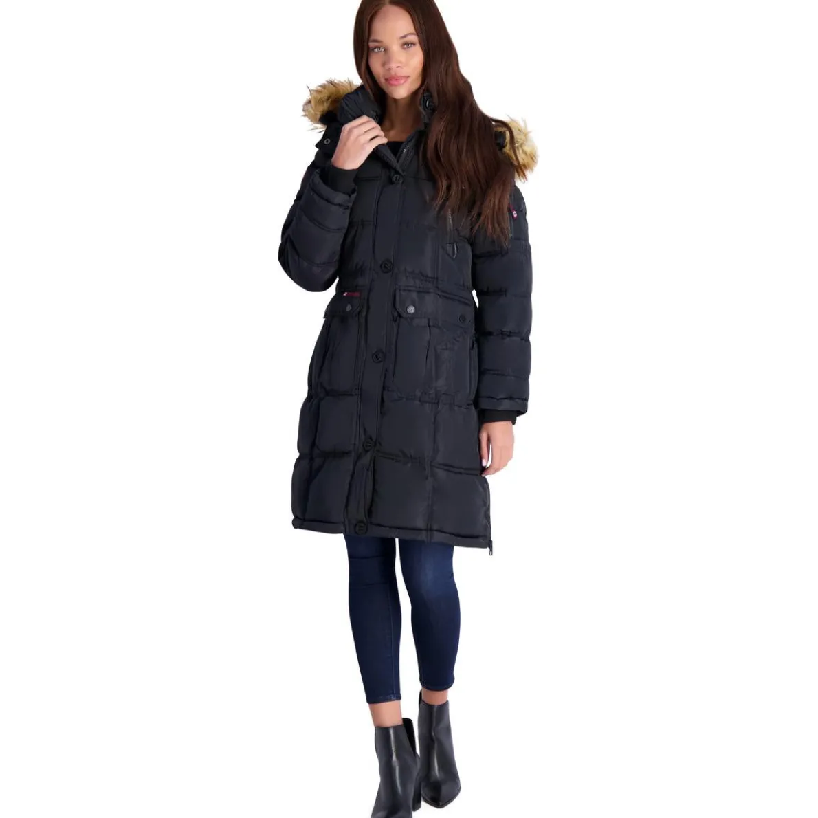 Puffer Coat for Women- Long Faux Fur Insulated Winter Jacket