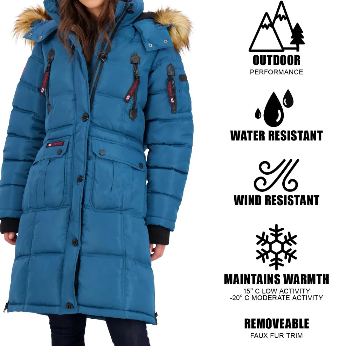 Puffer Coat for Women- Long Faux Fur Insulated Winter Jacket