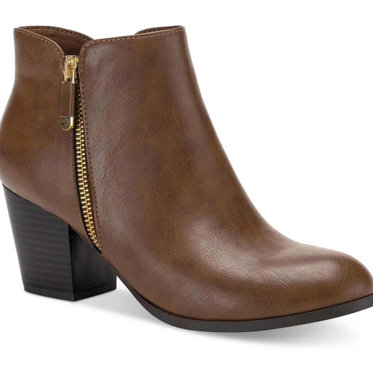 Zipper Faux Leather Ankle Boots