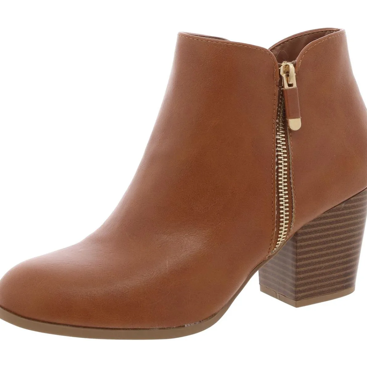 Zipper Faux Leather Ankle Boots