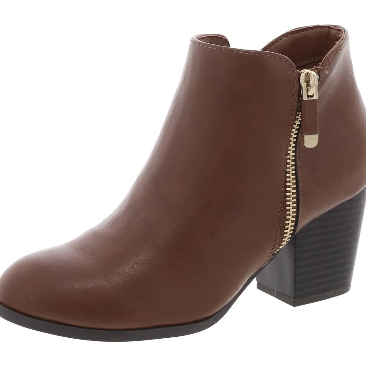 Zipper Faux Leather Ankle Boots