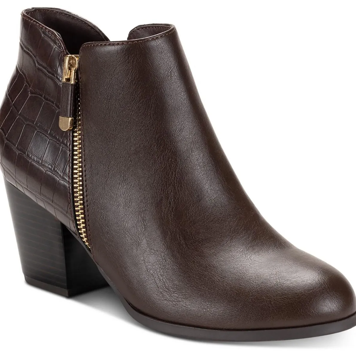 Zipper Faux Leather Ankle Boots