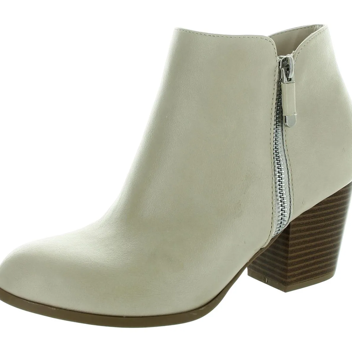 Zipper Faux Leather Ankle Boots