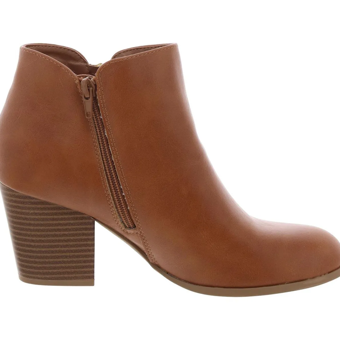 Zipper Faux Leather Ankle Boots