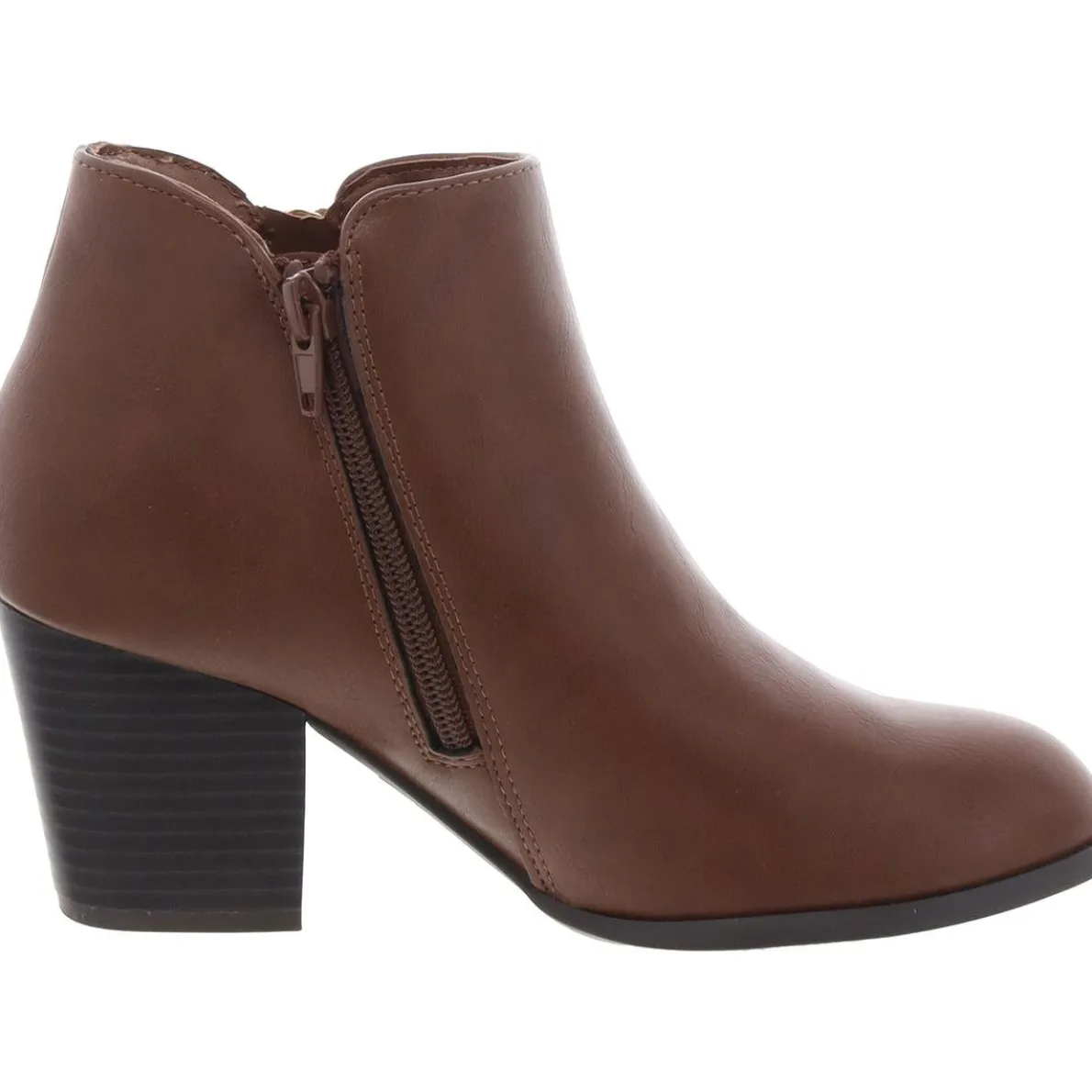 Zipper Faux Leather Ankle Boots