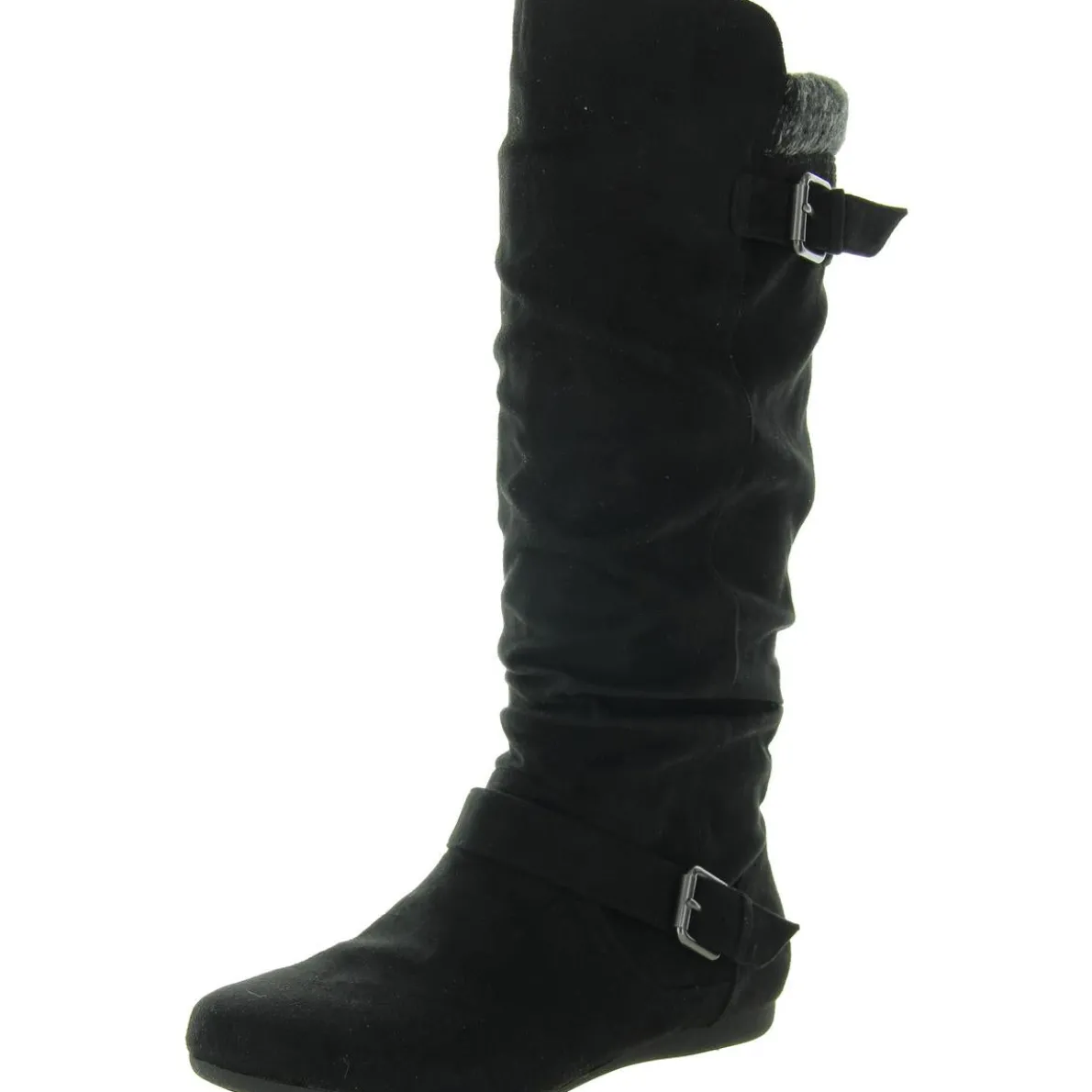 ELLA WAY Buckle Faux Suede Mid-Calf Boots