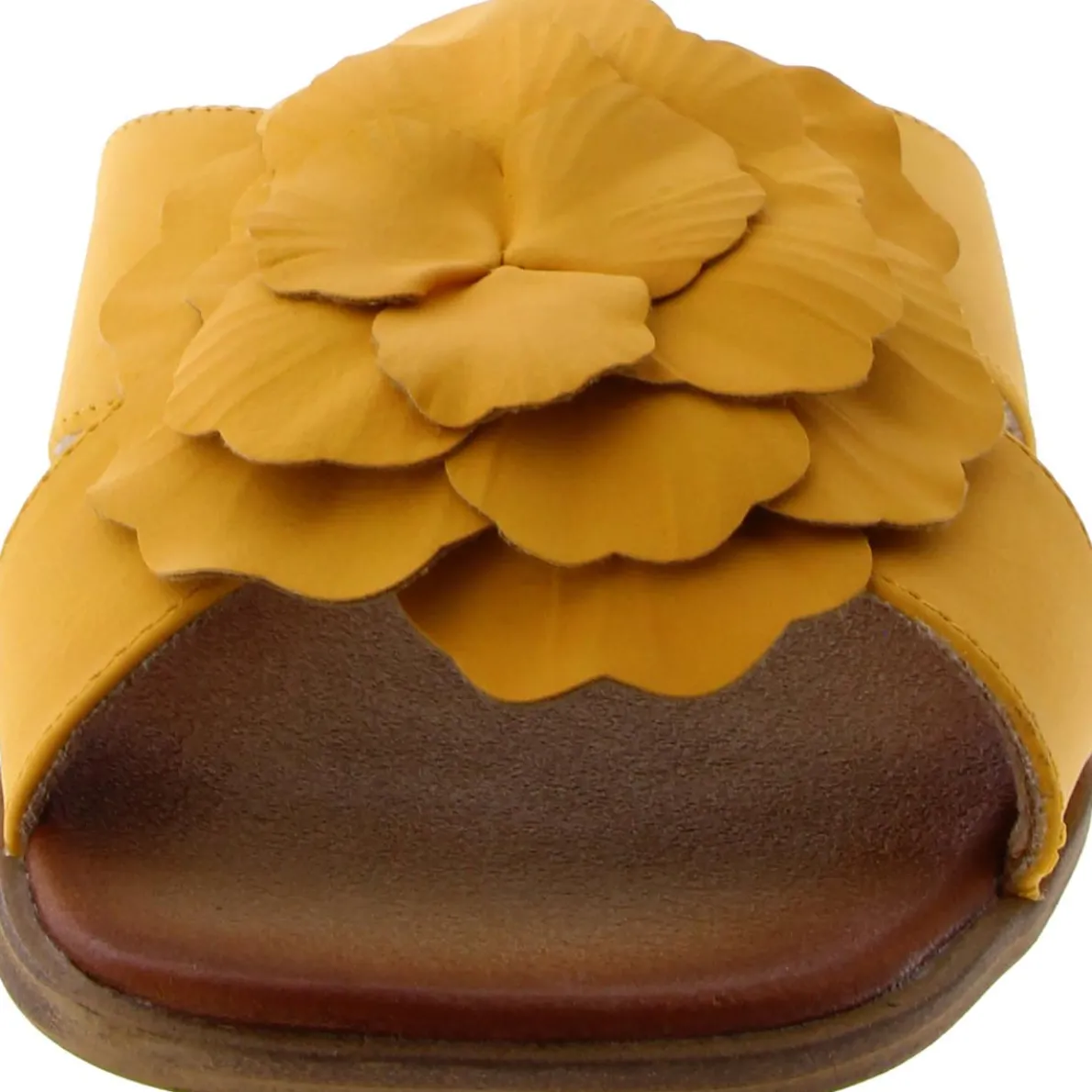 Joyful Faux Leather Flower Slide Sandals