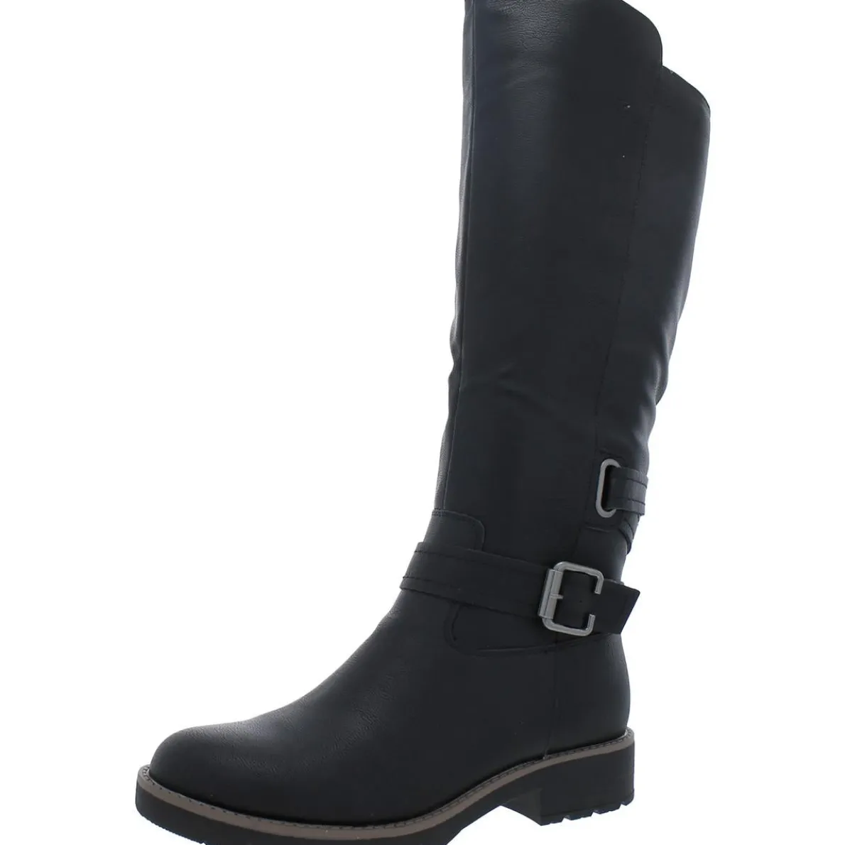 Blakelyy Faux Leather Buckle Knee-High Boots