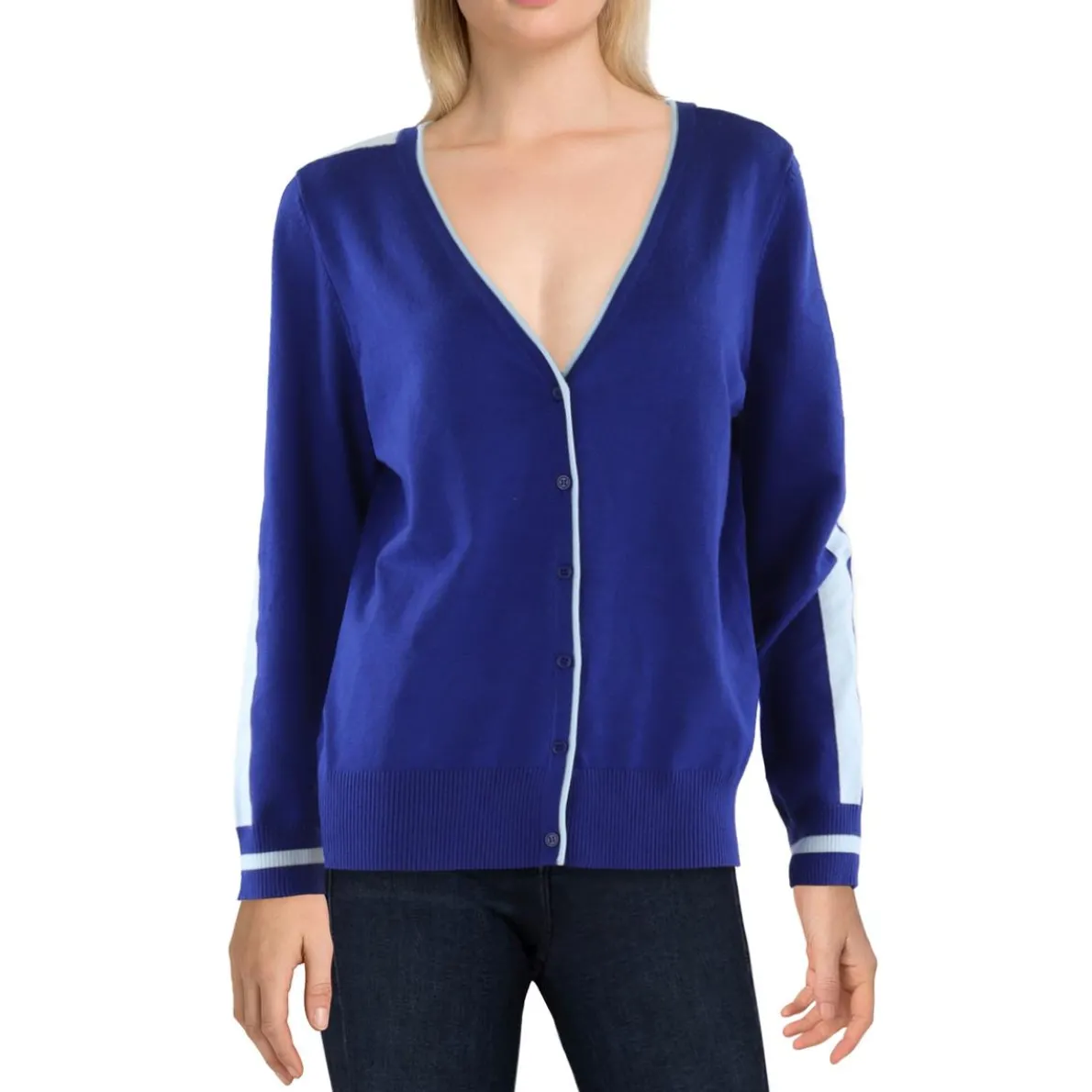 Contrast Trim Knit Cardigan Sweater