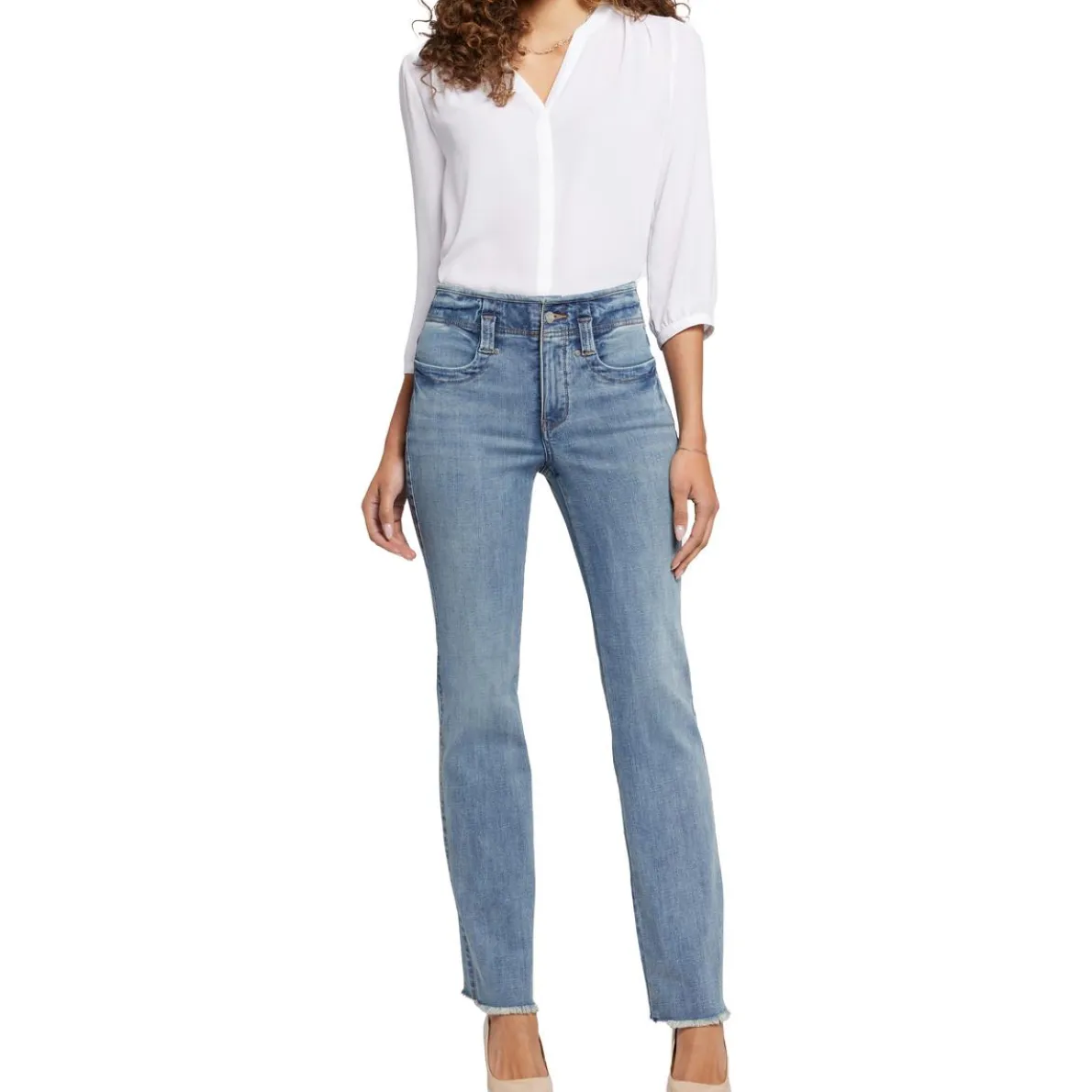 Marilyn Frayed Hem Denim Straight Leg Jeans