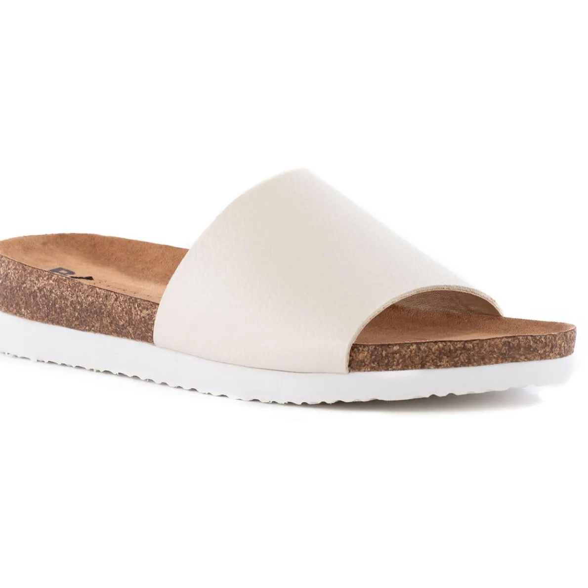 Get Going Cork Faux Leather Slide Sandals