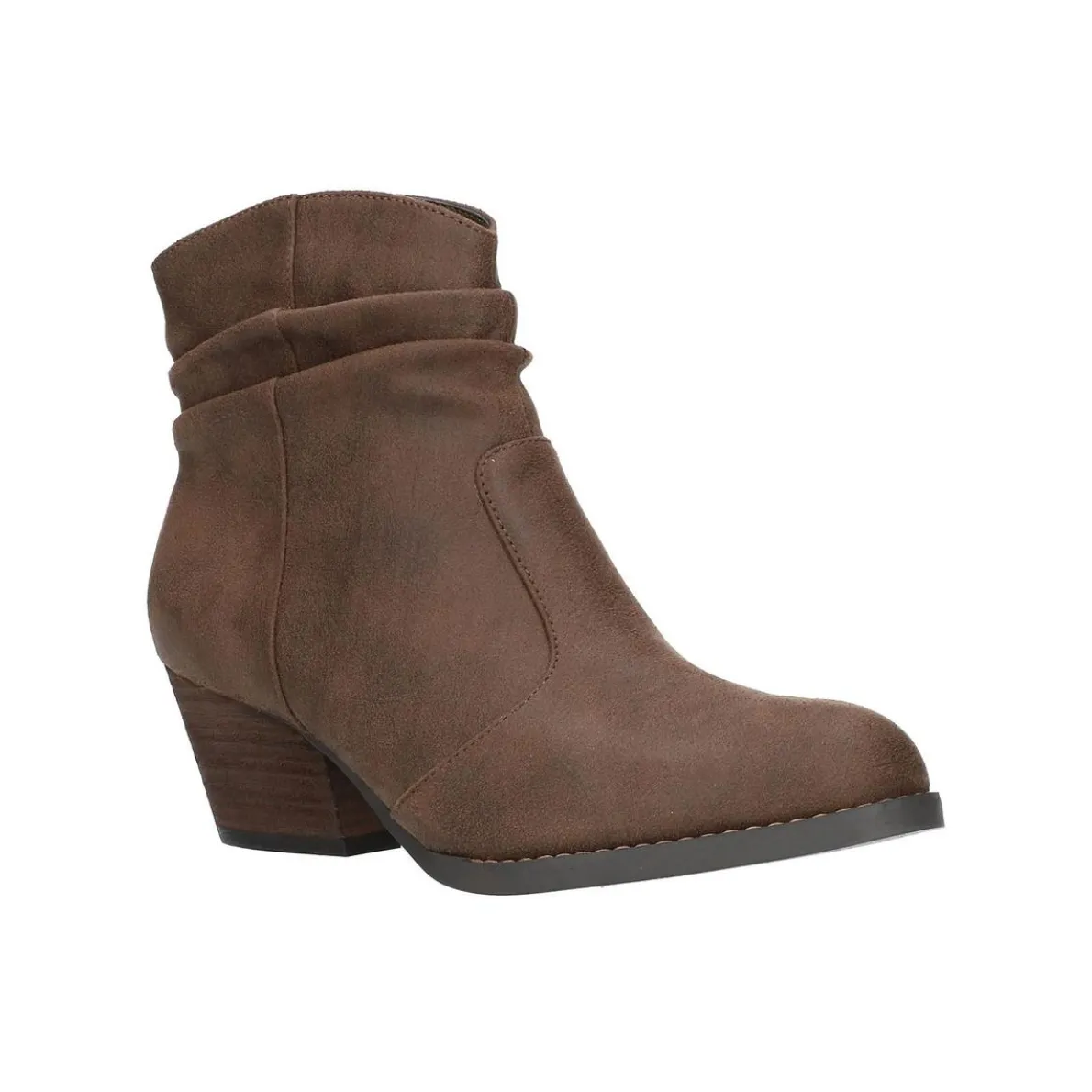 Helena Faux Leather Stacked Heel Booties