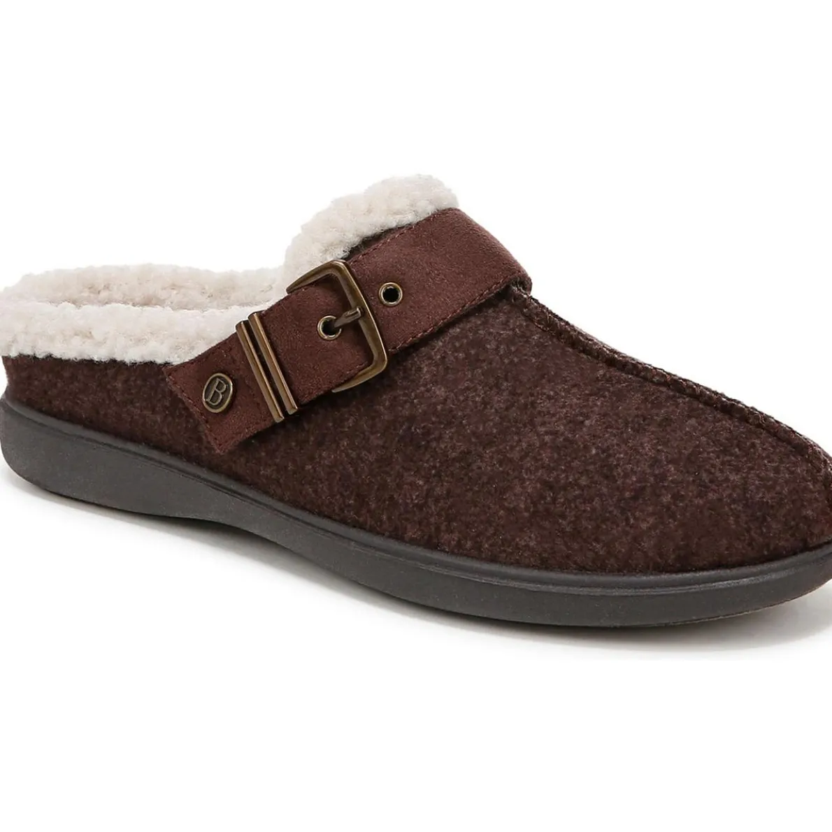 Eternity Buckle Faux Fur Slide Slippers