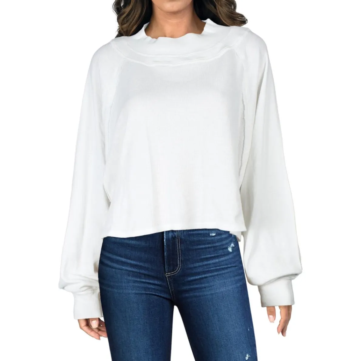Textured Cotton Turtleneck Top