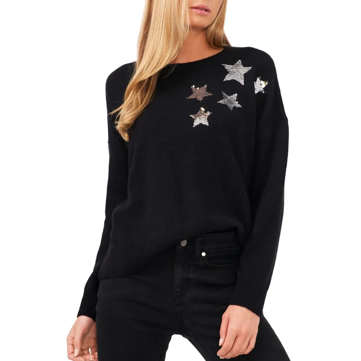 Merino Wool Sequined Pullover Sweater