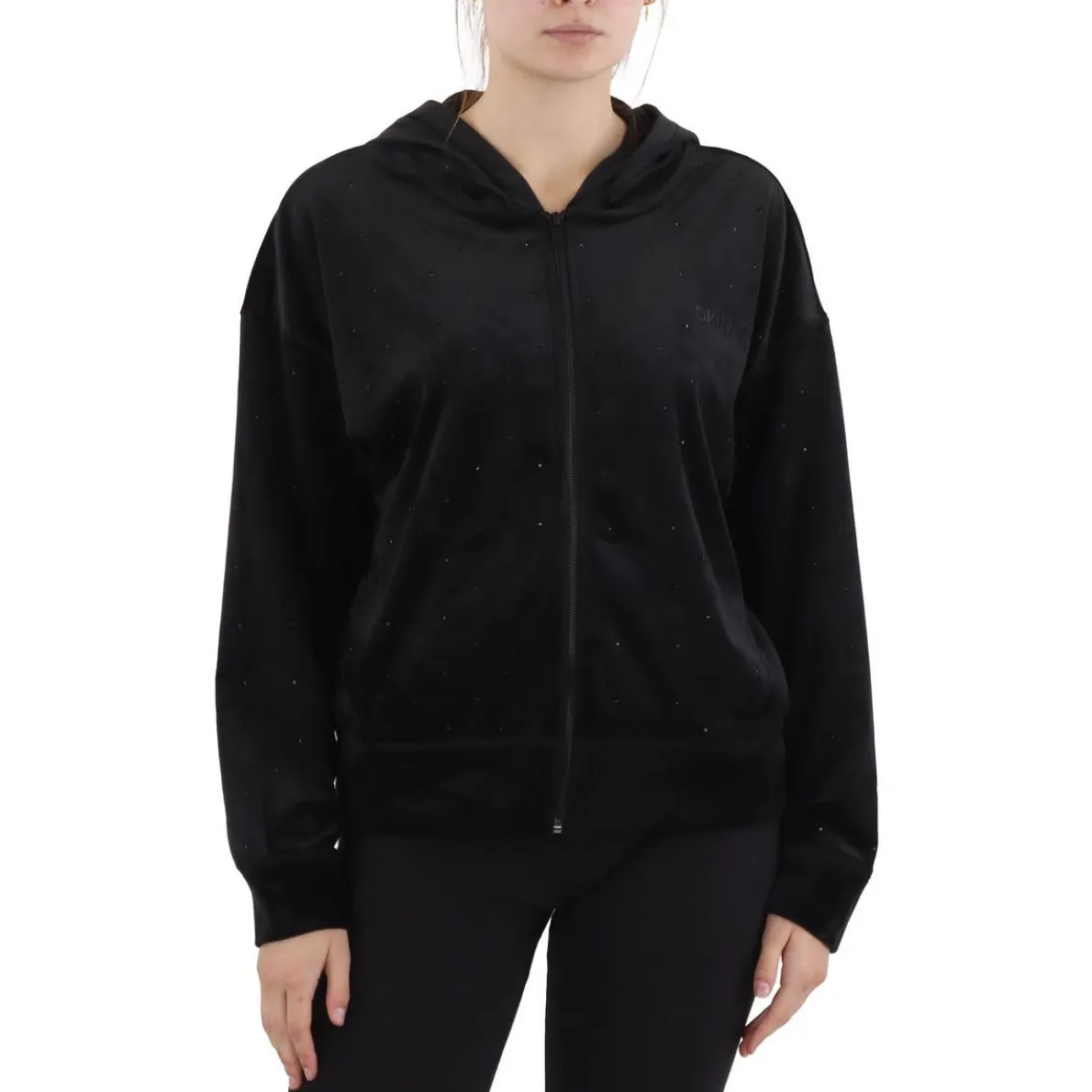 Embellished Velour Zip Hoodie
