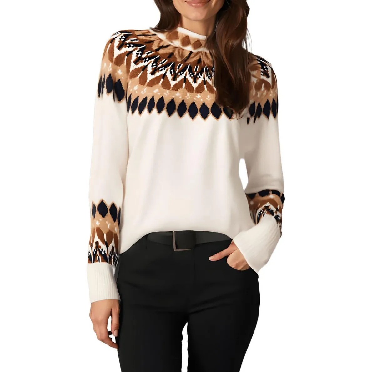 Printed Mock Turtleneck Sweater
