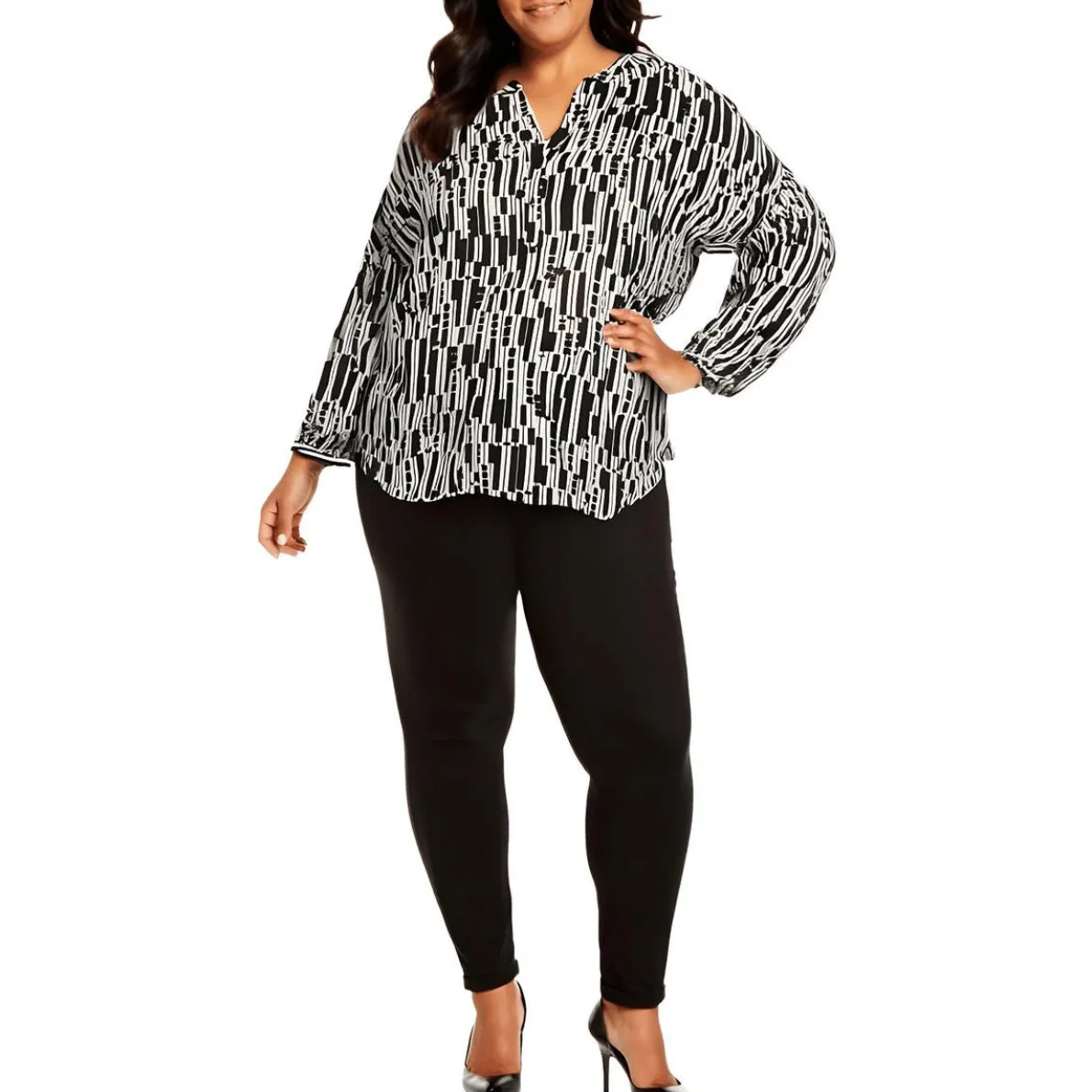 Plus Paulina Printed Peasant Top
