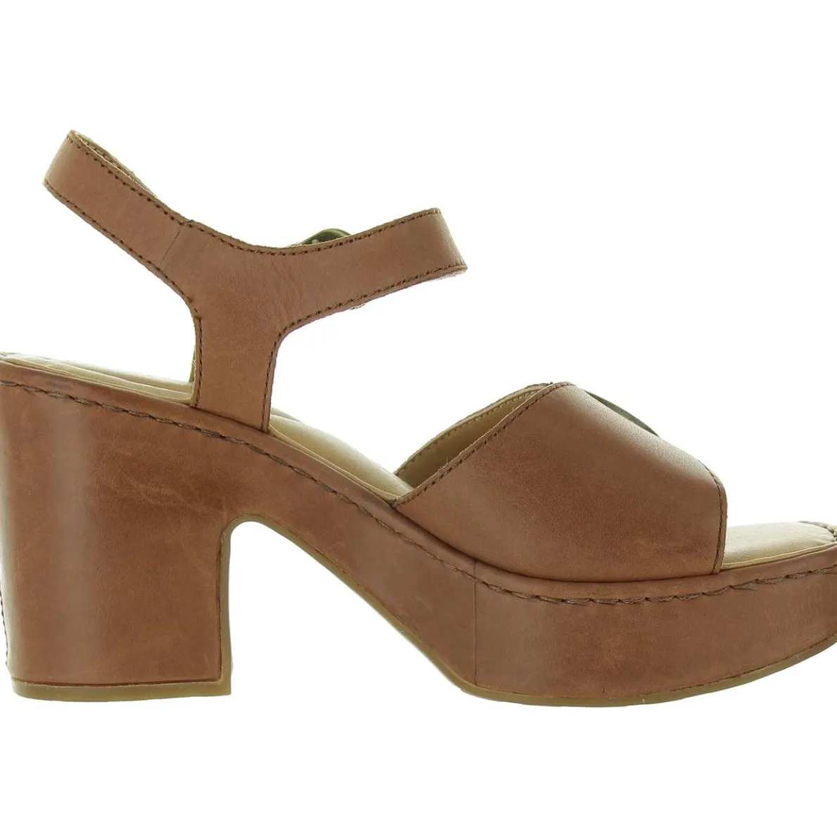 Buckle Leather Platform Sandals