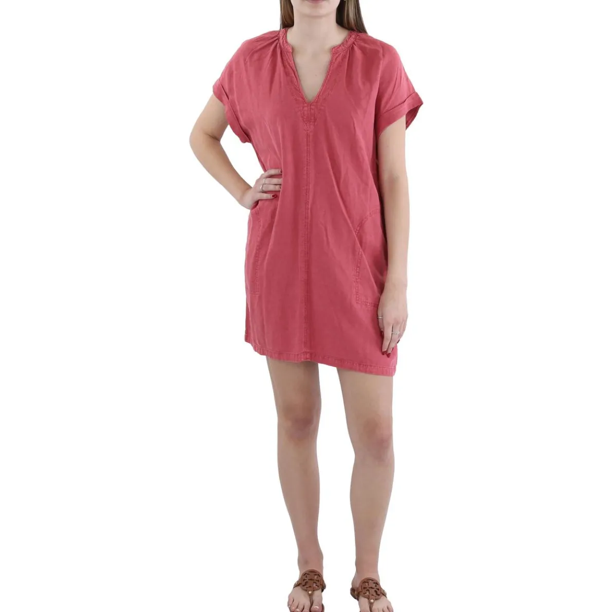 Lauren Split Neck Short Mini Dress