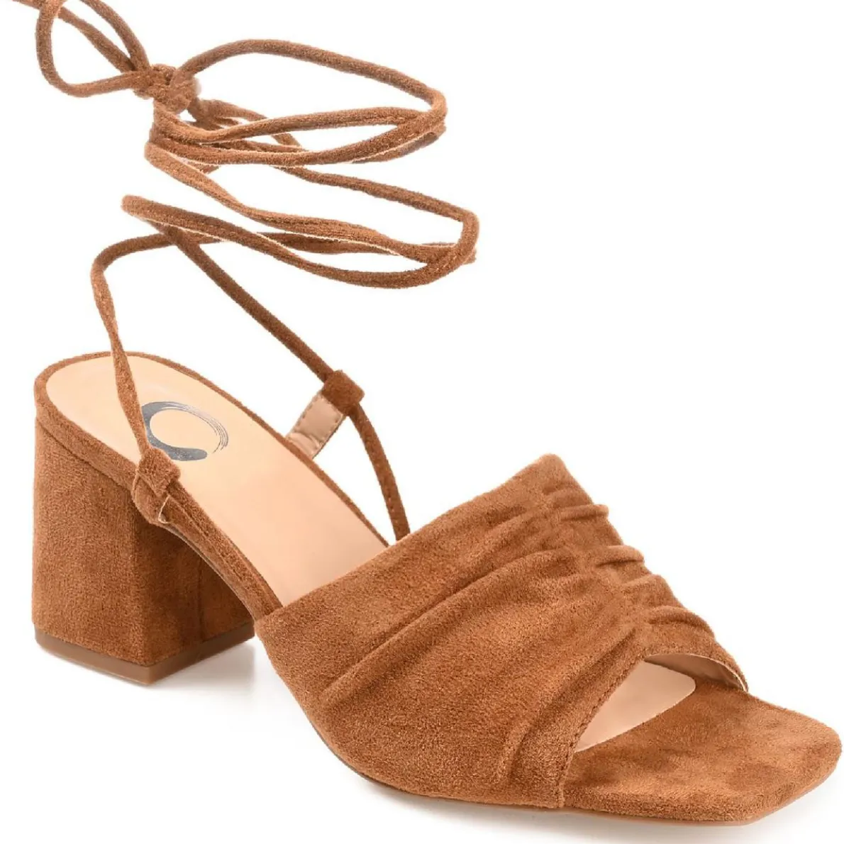 Felisity Faux Suede Square Toe Lace-Up Heels