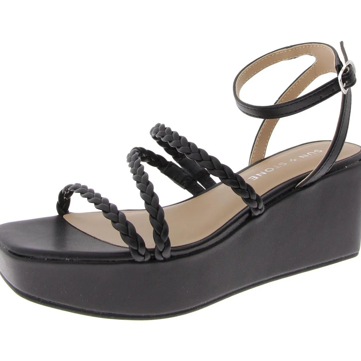 Faux Leather Braided Ankle Strap