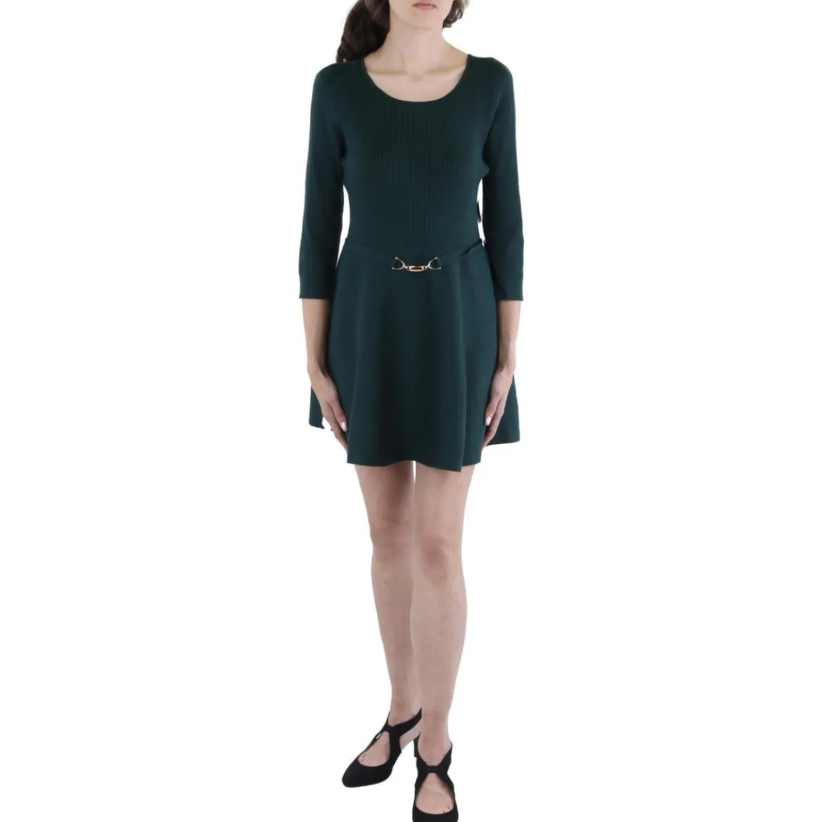 Juniors Belted Long Sleeve Sweaterdress