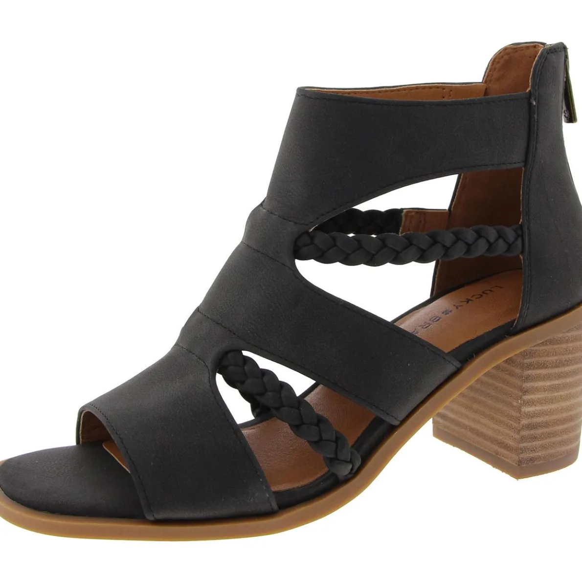 Tulina Faux Leat Zipper Block Heel