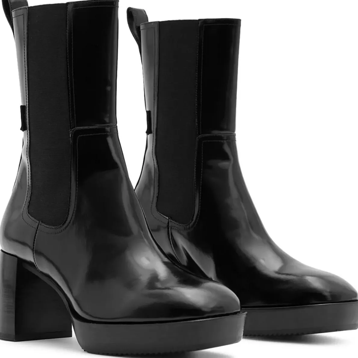 Lottie Block Heel Patent Leather Ankle Boots