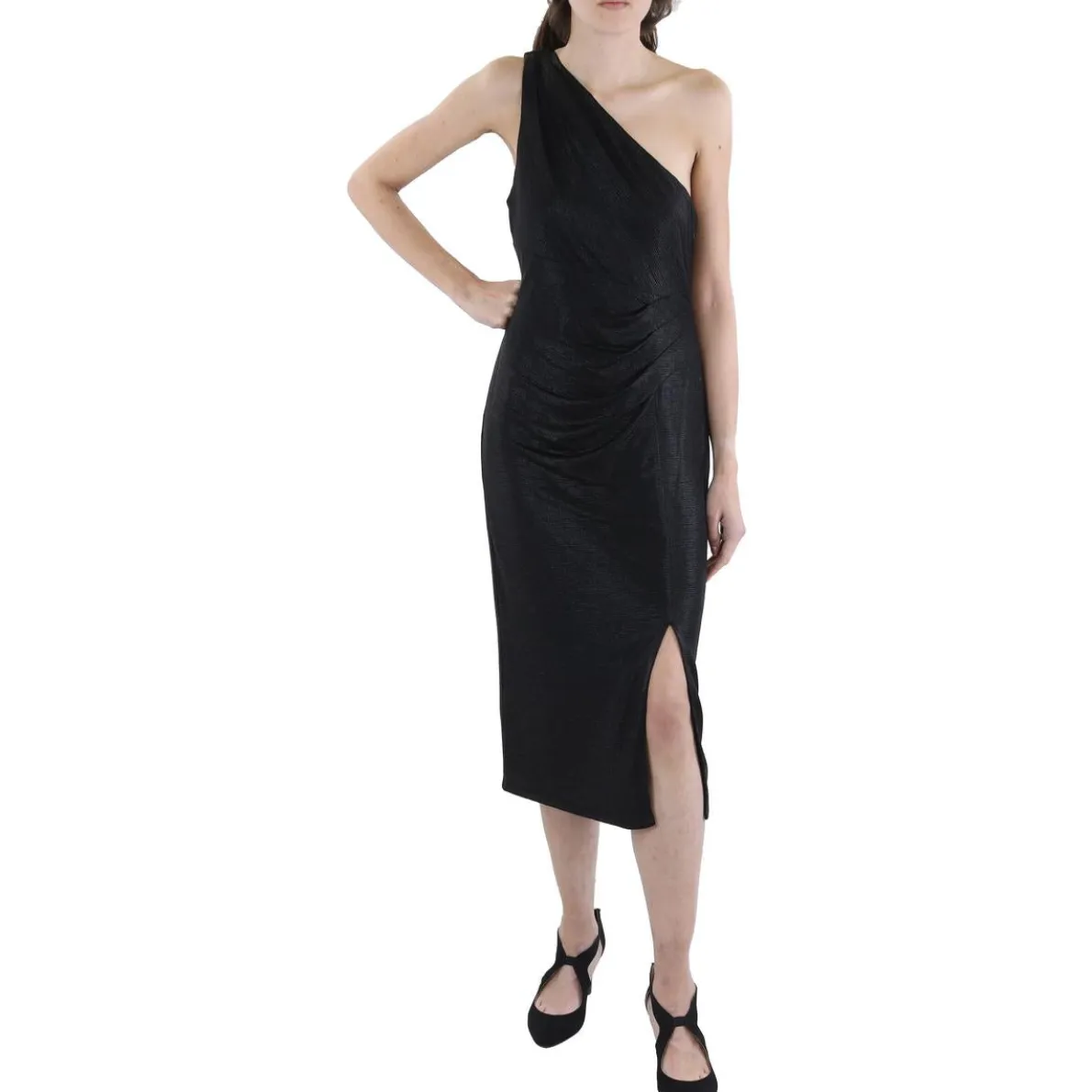 Ruched Metallic Cocktail And Party Dress