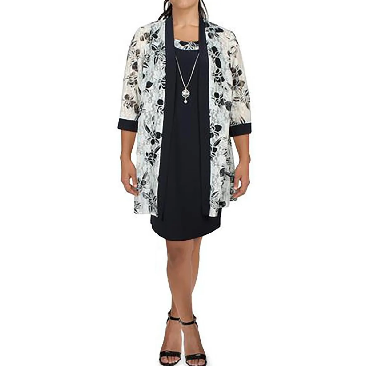 Plus Mesh Floral Duster Blazer