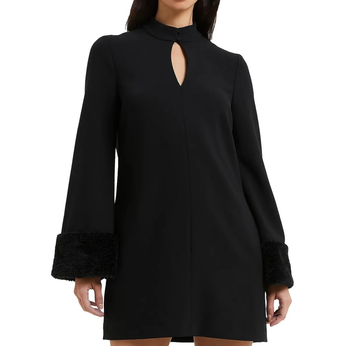 Faux Fur Above Knee Mini Dress