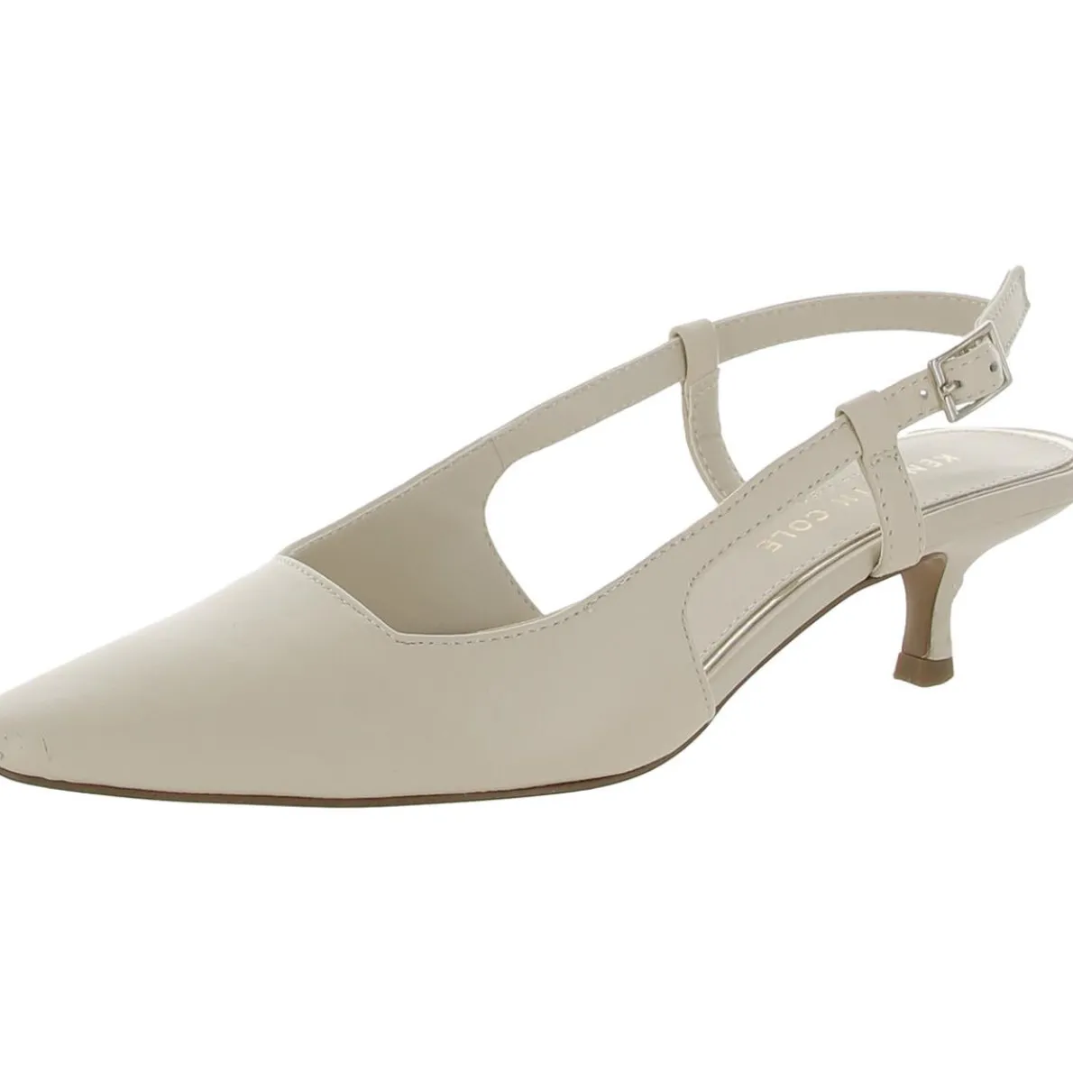 Martha Leather Kitten Slingback Heels