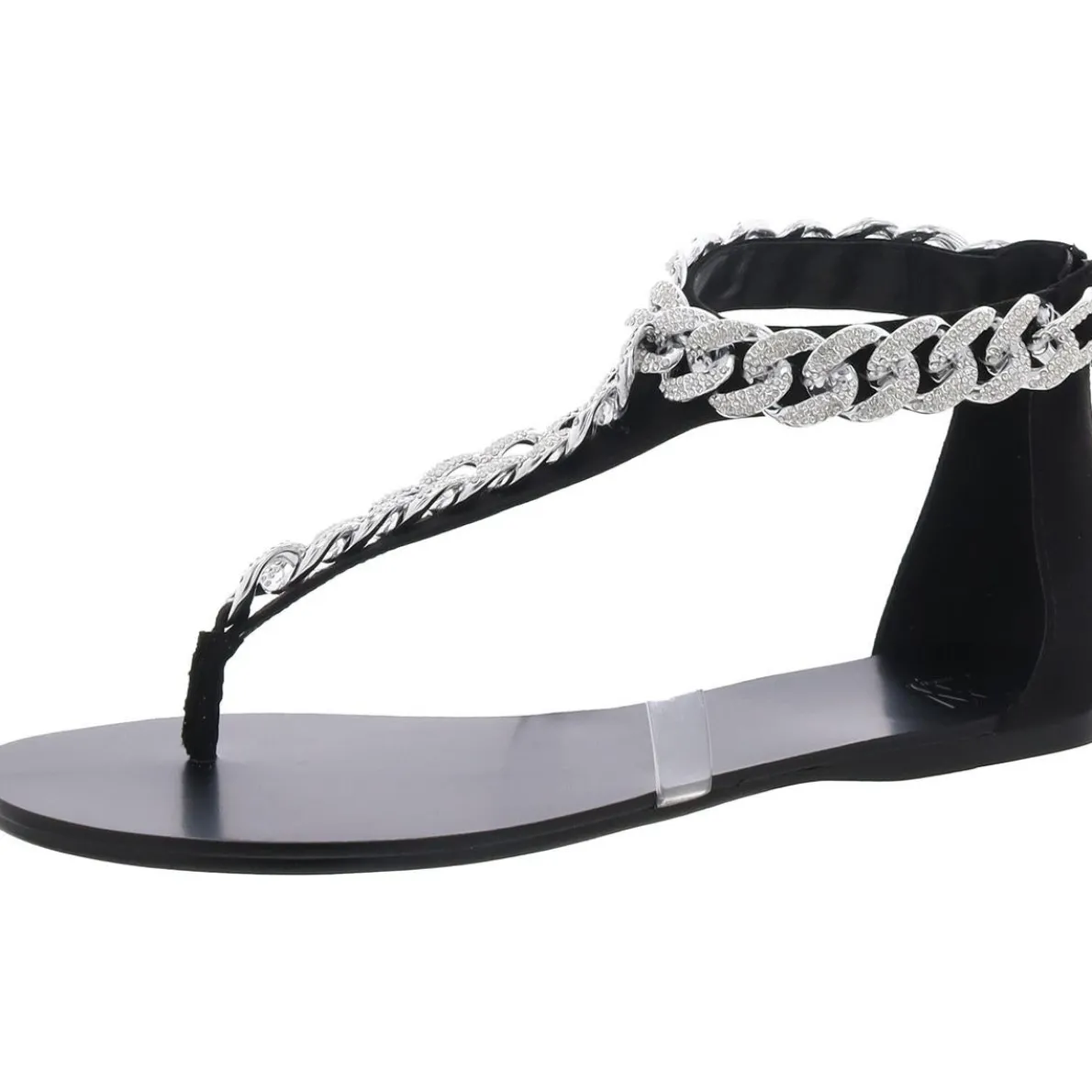 Aurora Chain Faux Leather T-Strap Sandals
