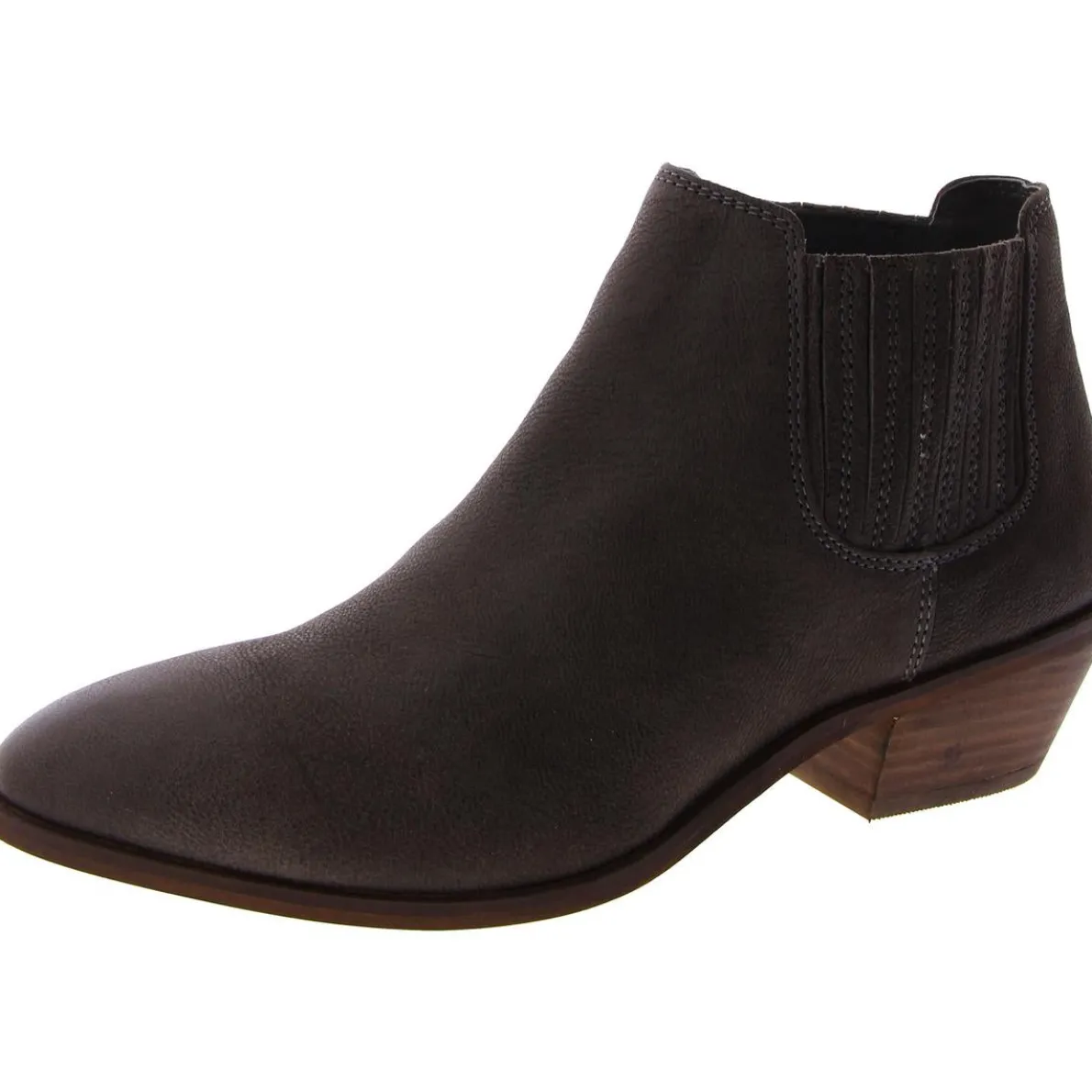 Ava Western Leather Slip-On Ankle Boots