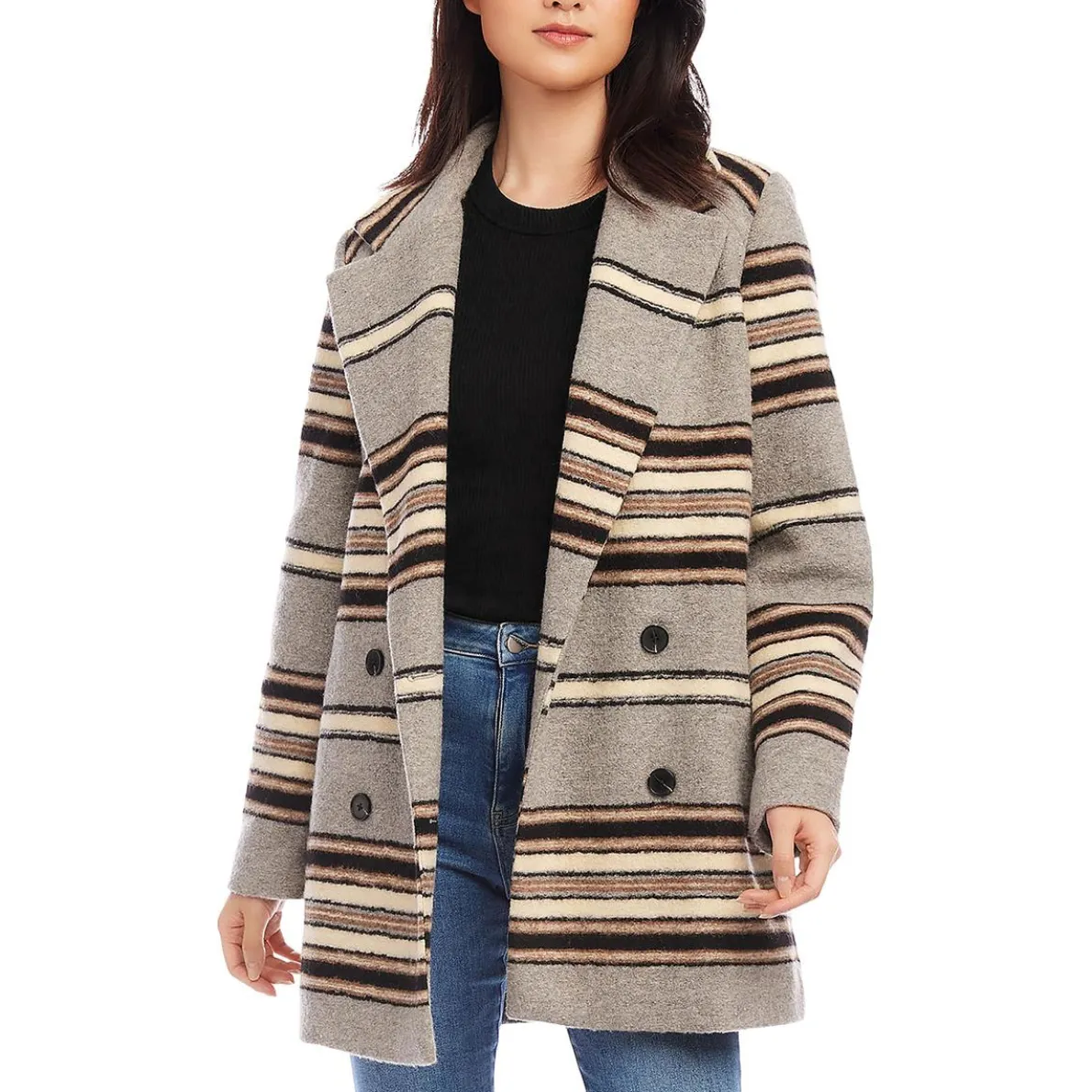 Wool Blend Double-Breasted Pea Coat