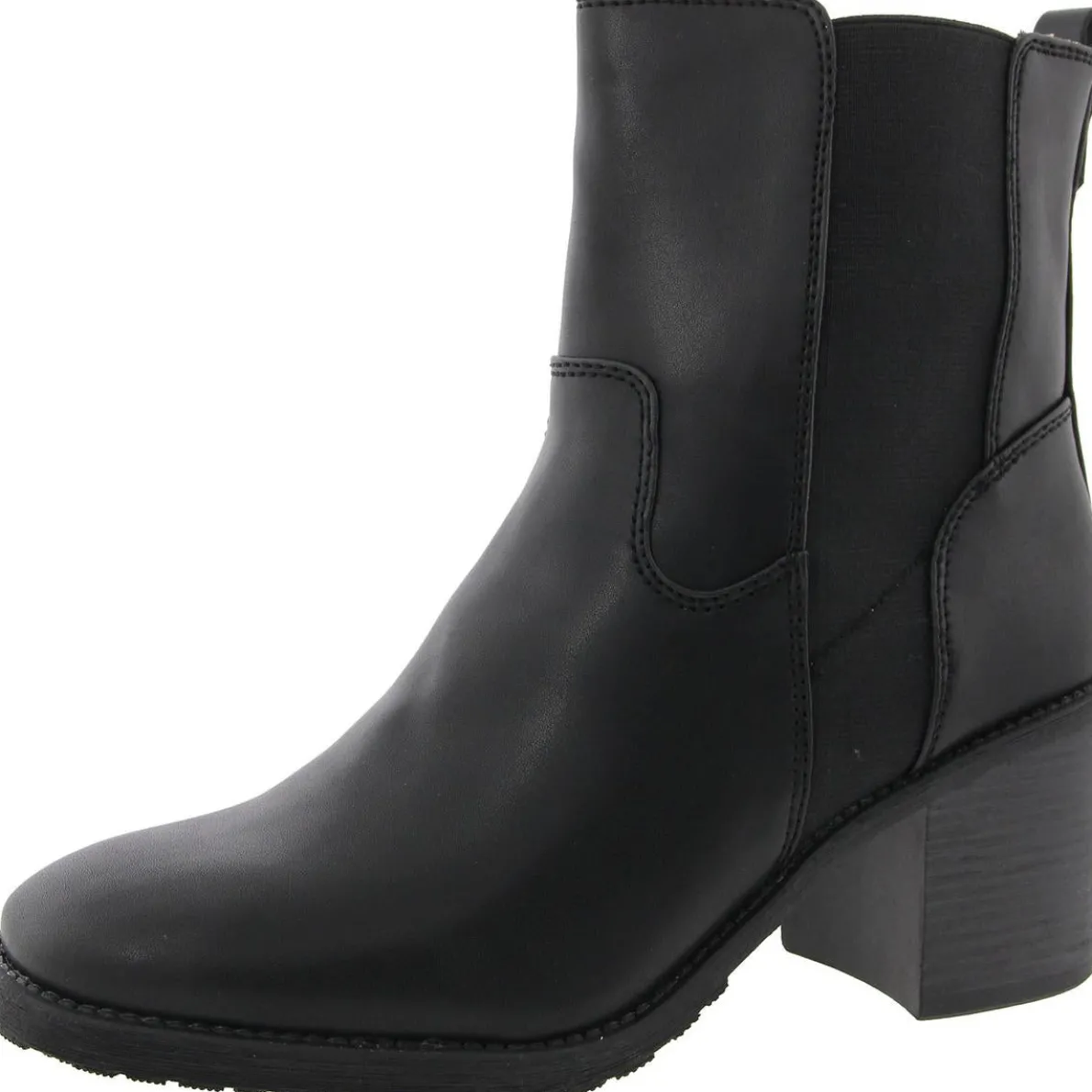 Claret Faux Leather Block Heel Chelsea Boots