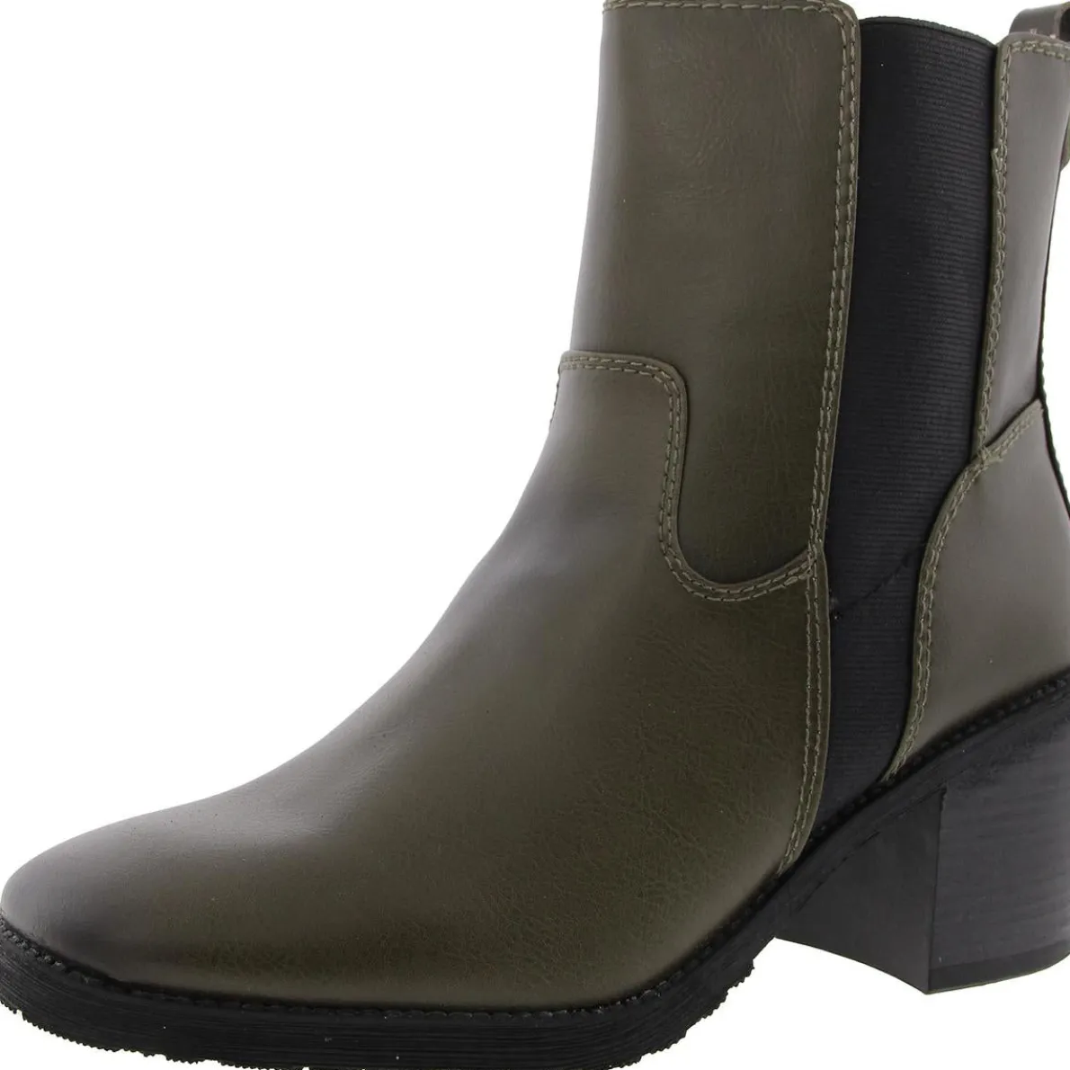 Claret Faux Leather Block Heel Chelsea Boots