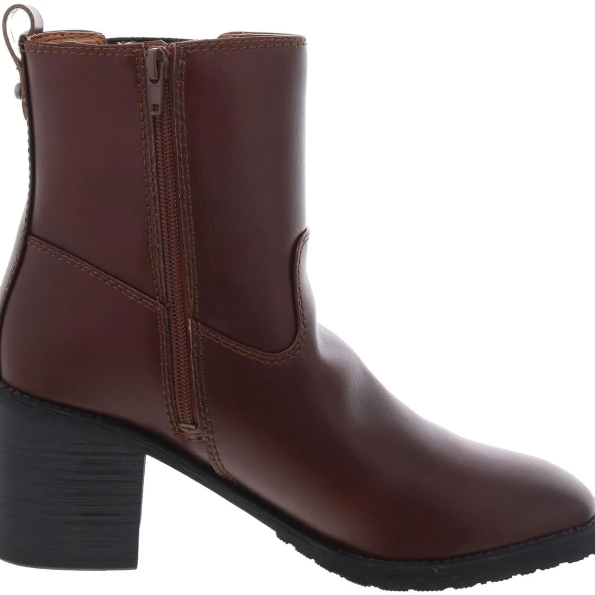 Claret Faux Leather Block Heel Chelsea Boots