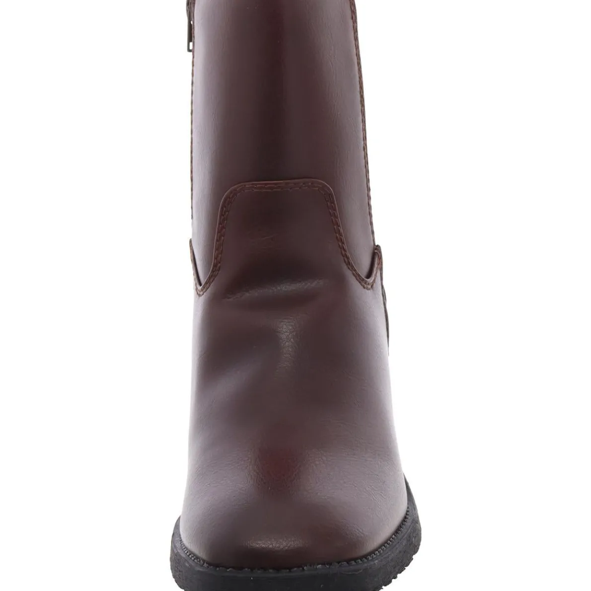 Claret Faux Leather Block Heel Chelsea Boots