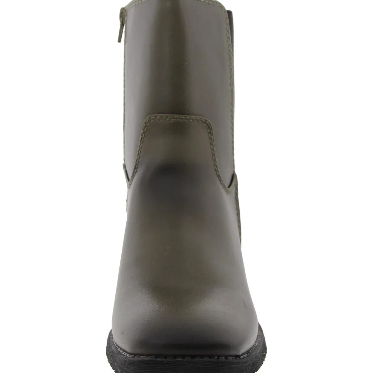 Claret Faux Leather Block Heel Chelsea Boots