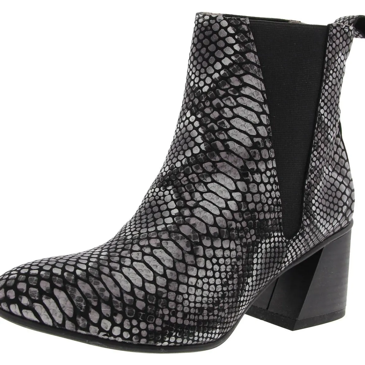 Snake Print Leather Ankle Boots