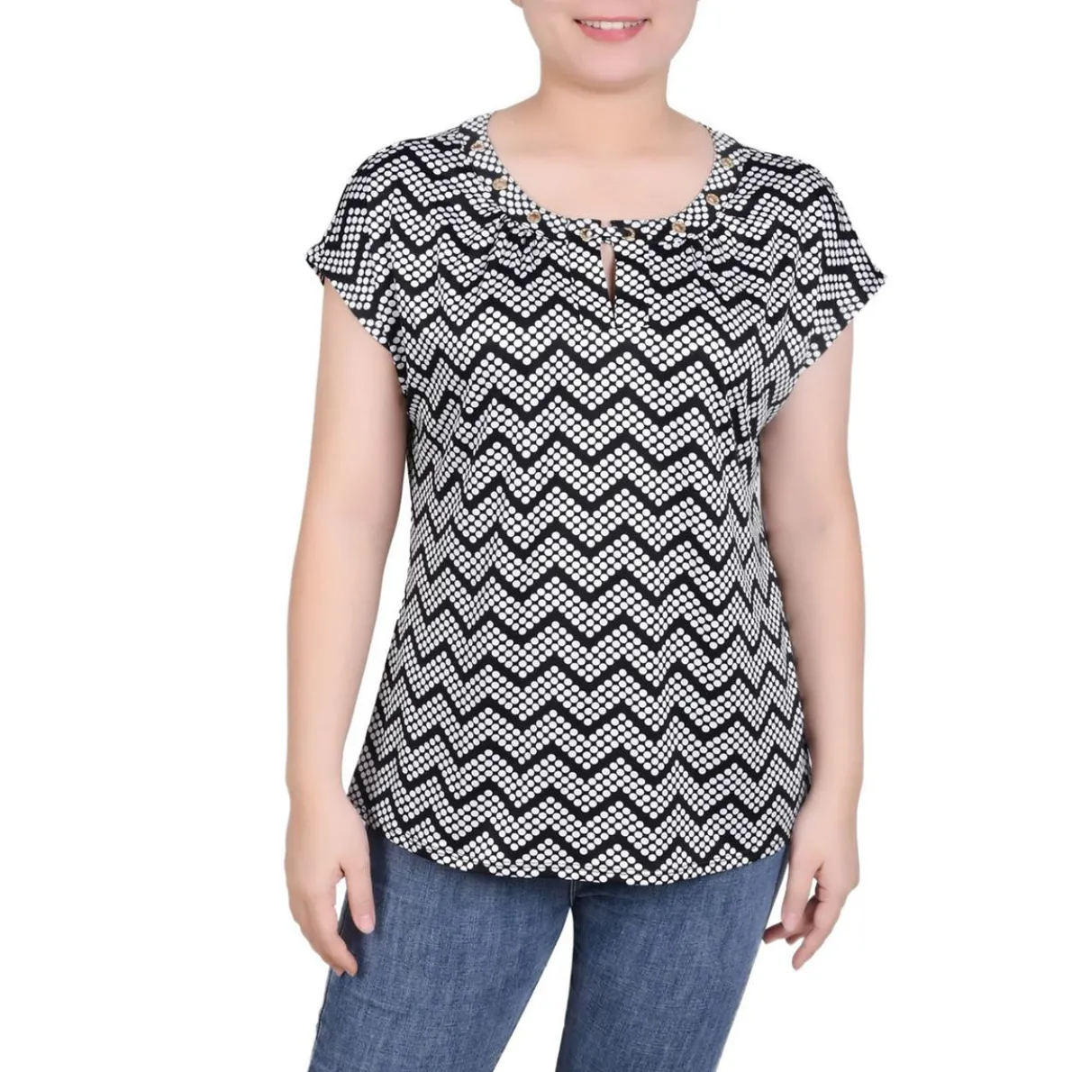 Petites Polka Dot Grommet Blouse