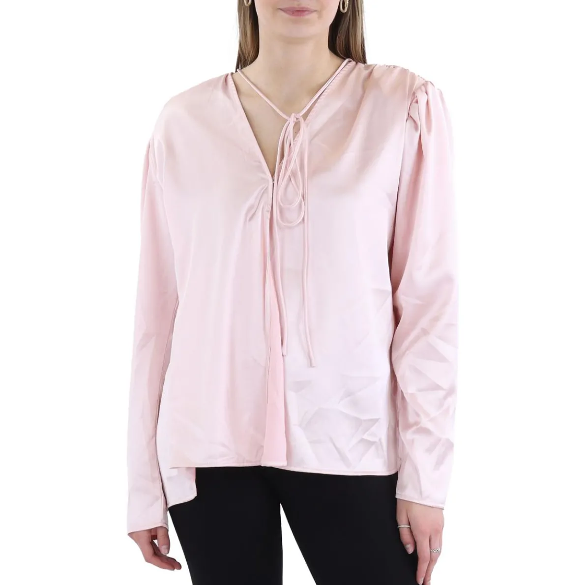Shoulder Pads High Low Button-Down Top