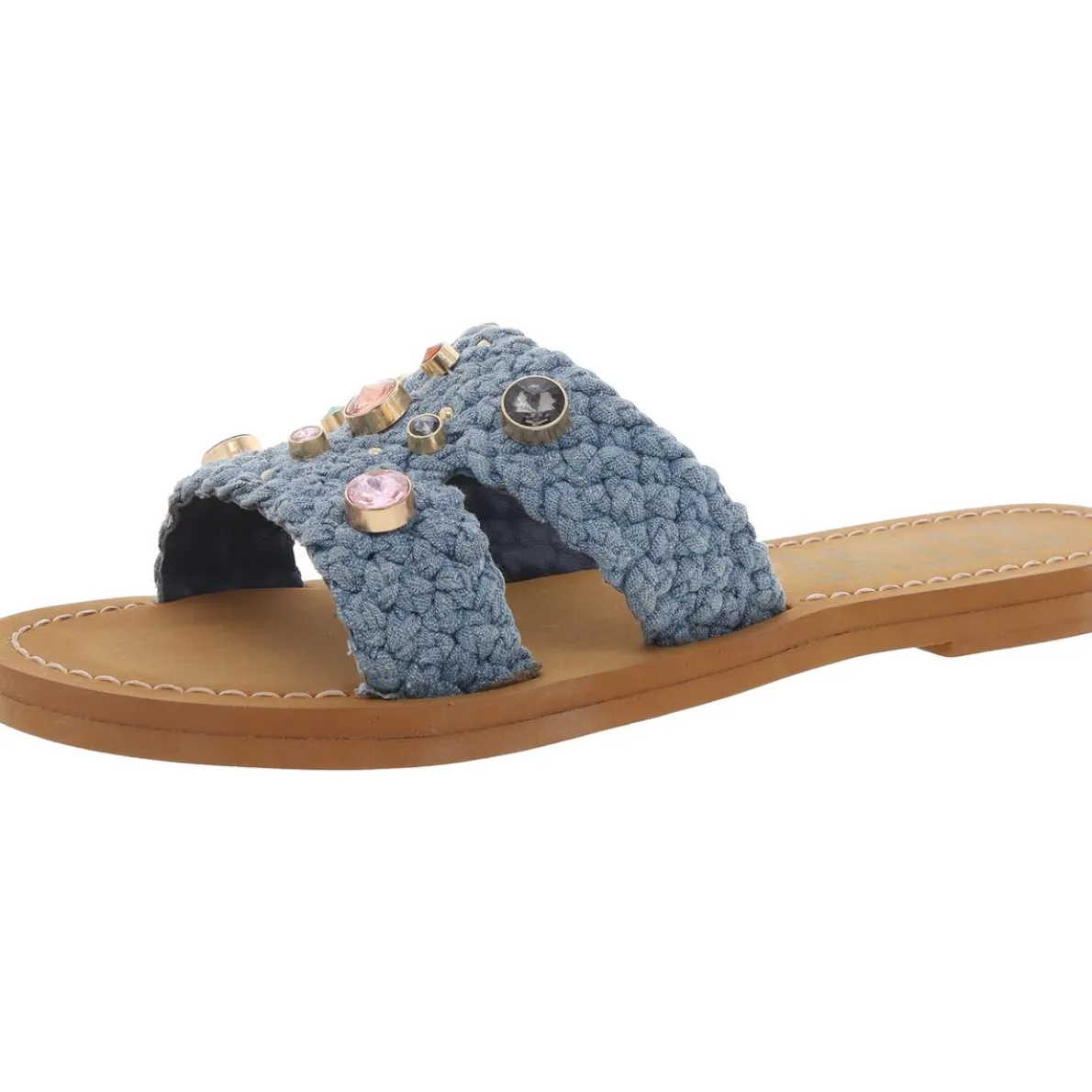 Arnela Embellished Denim Slide Sandals