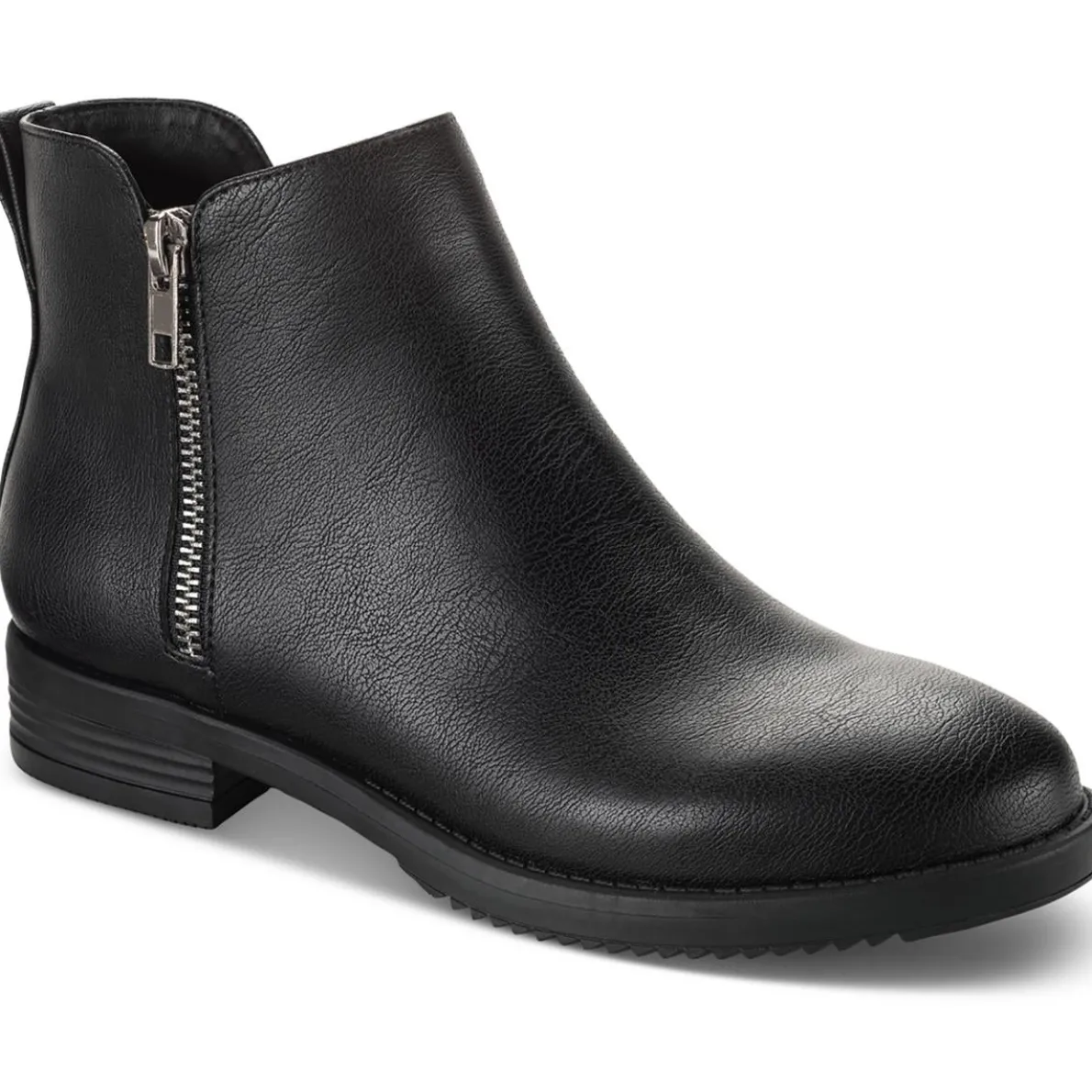 Laylaa Double Zipper Faux Leather Ankle Boots
