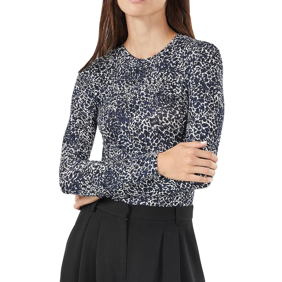 Printed Crewneck Pullover Top