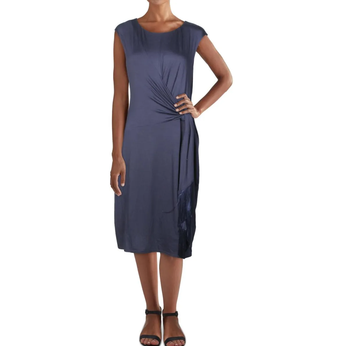Phase Faux Wrap Tasseled Midi Dress