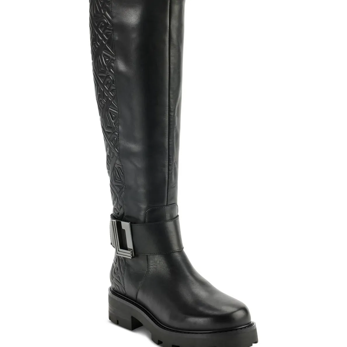 MEARA Logo Leather Knee-High Boots