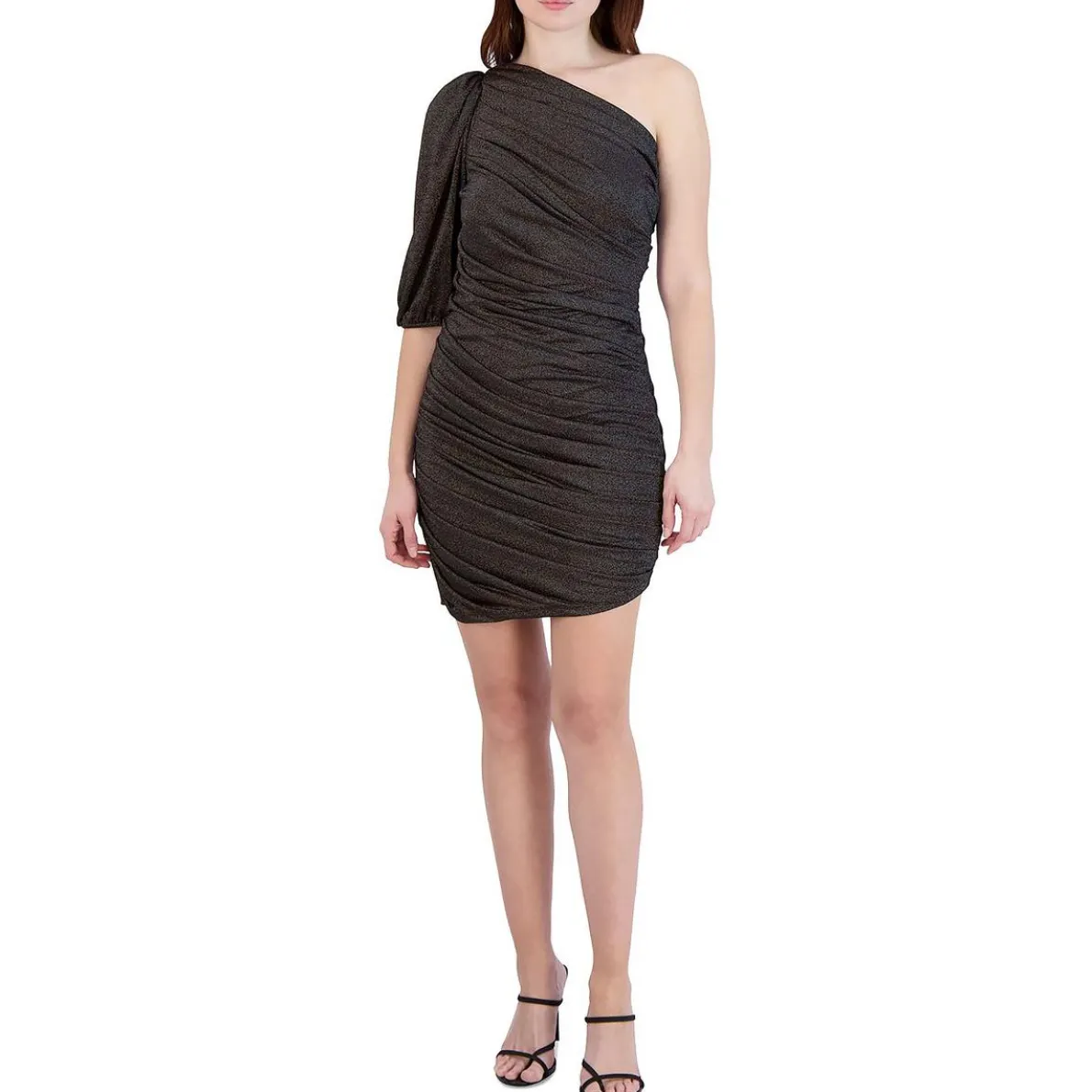 Metallic Ruched Bodycon Dress